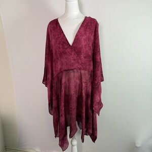 Lane Bryant Women’s Babydoll Tunic Top SZ 22 Maroon